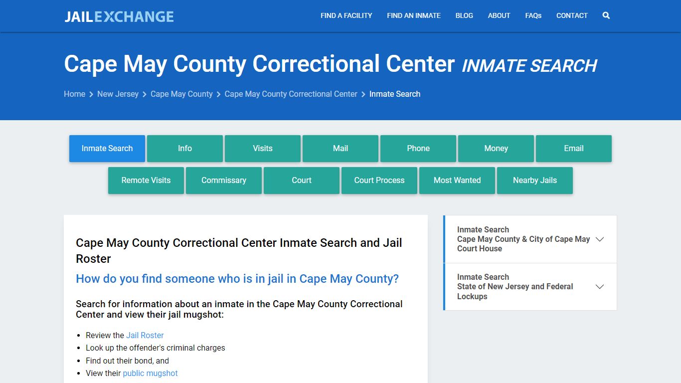Cape May County Correctional Center Inmate Search - Jail Exchange